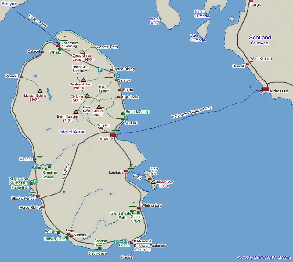 isle of arran map Arran Map Click On Towns Attractions isle of arran map